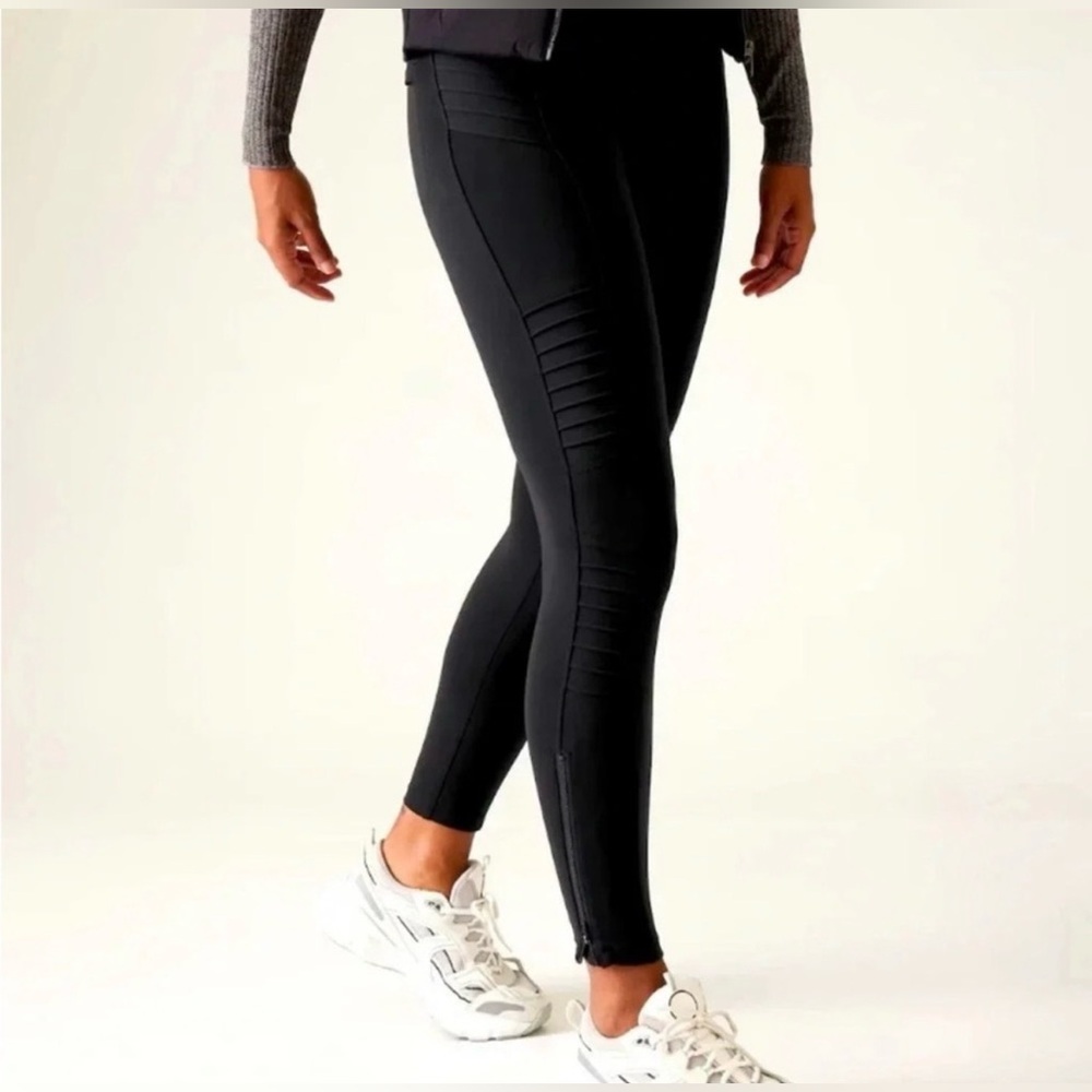 Athleta Delancey Moto Tight Black womens size small